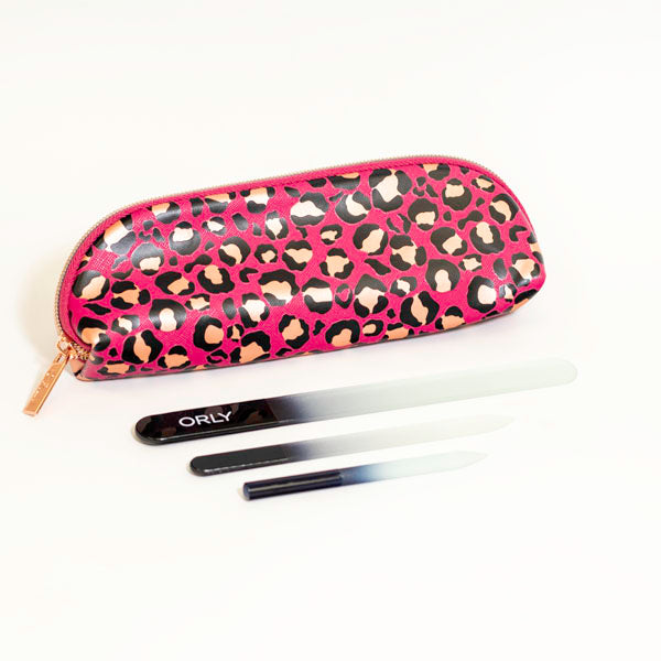 ORLY 3 Piece File Set With Hot Pink & Pastel Pink Leopard Print Case